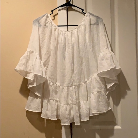 White Ruffle Blouse - Picture 2 of 2